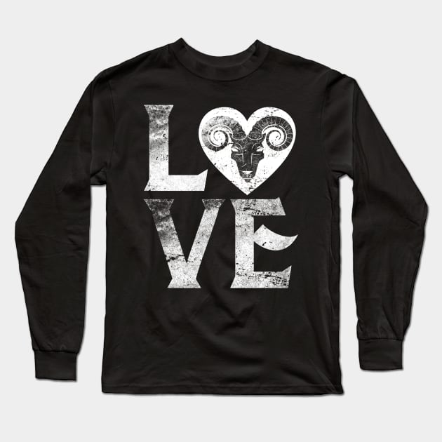 Love Heart Aries Personality Horoscope Zodiac April Long Sleeve T-Shirt by roarr